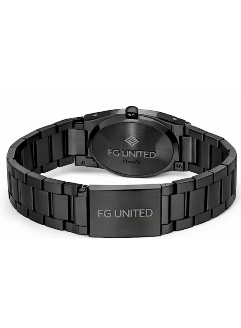 FG UNITED Mens Thin Design Black Dial Stainless Steel Arabic Numeric Watch 41mm - FG7004 - Image 5